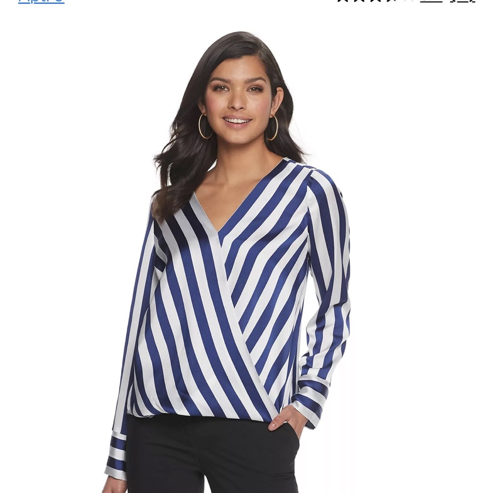 Women's Apt. 9® Wide Cuff Surplice Top Striped V-Neck Women's Top